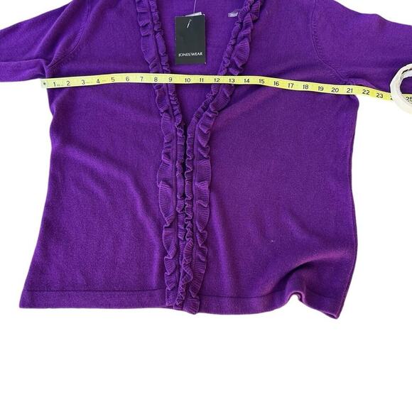 Jones Wear purple open front cardigan with ruffles, women's size L - Picture 5 of 7